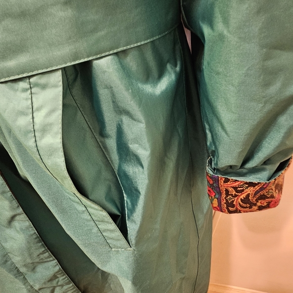 Vintage 80's Teal Trench/Rain Coat Chiango by Fleet Street Sz 10P - Picture 10 of 15